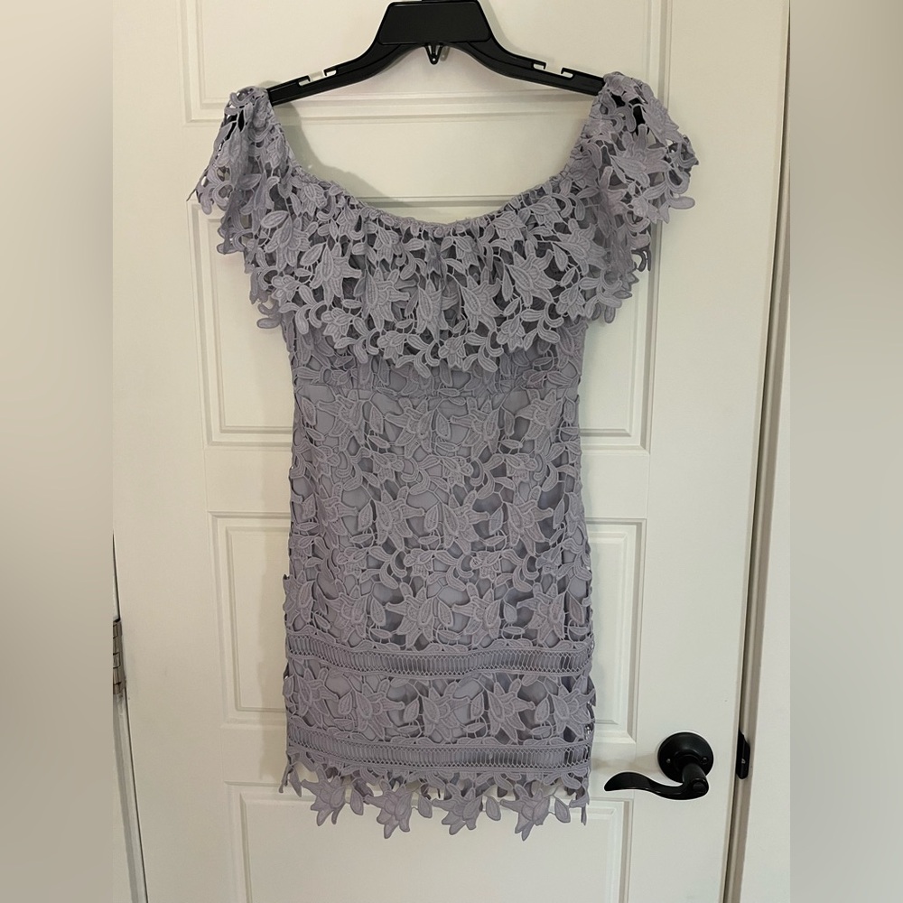 ASTR Lavender Lace Off-Shoulder Dress